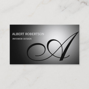 Grey Monogram Interior Designer Business Card