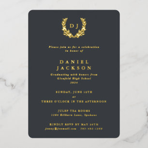 Grey Monogram + Laurel Wreath Graduation