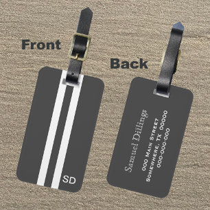Grey Monogram Luggage Tag for Men