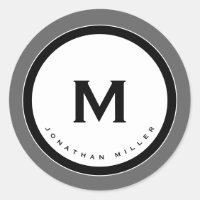 Grey Monogram Medallion with Initial & Name