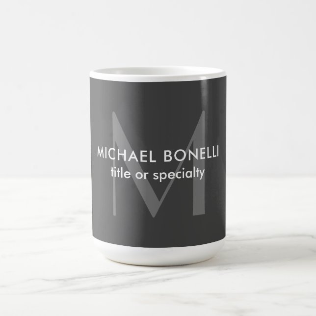 Grey Monogram Modern Minimalist Template Coffee Mug (Center)