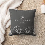 Grey Monogram Mountains Winter Family Cushion<br><div class="desc">Grey Monogram Mountains Winter Family Throw Pillow</div>