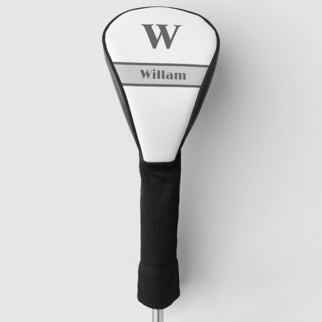 Grey Monogram Name Golf Head Cover (Front)
