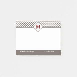 Grey Monogram Personalised Post-it Notes