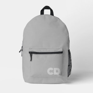 Grey Monogram Printed Backpack