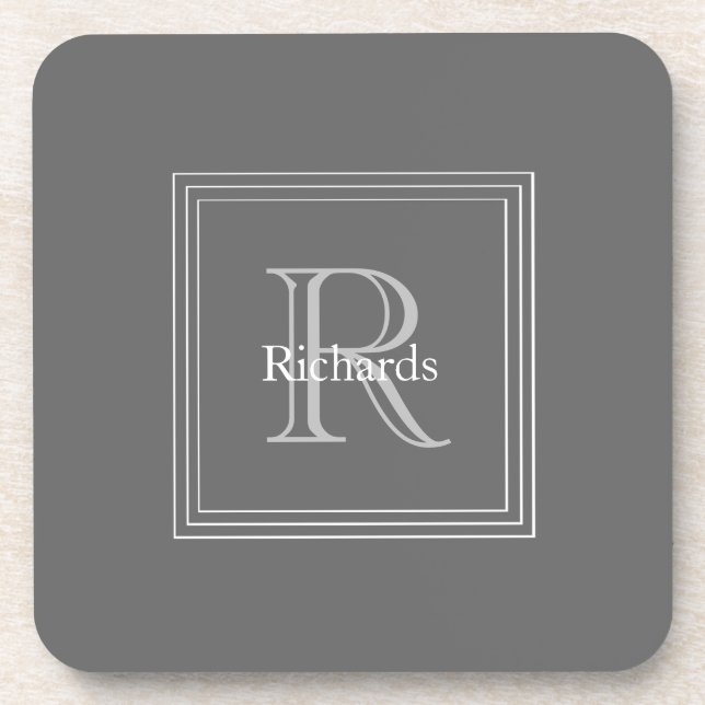 Grey Monogram S/6 Coasters (Front)