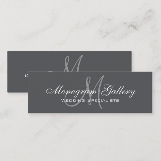 Grey Monogram Simple Customisable Mini Business Card (Creator Uploaded)