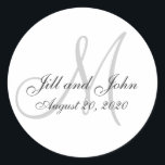 Grey Monogram Wedding Favour Sticker<br><div class="desc">Grey Monogram Wedding Initial Bride Groom Favour Sticker or for Wedding Invitation Envelope Seals. Fully Customisable. Elke Clarke©2009</div>