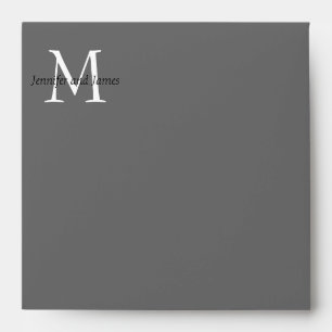 Grey Monogram Wedding Invitation Envelopes