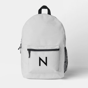 Grey Monogrammed Modern Minimalist Chic Trendy Printed Backpack