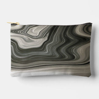 Grey Monotone Artistic Acrylic Pour Abstract Accessory Pouch