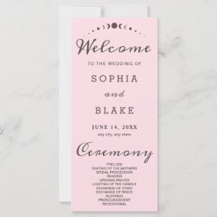 Grey Moon Phases Soft Pink Wedding Program