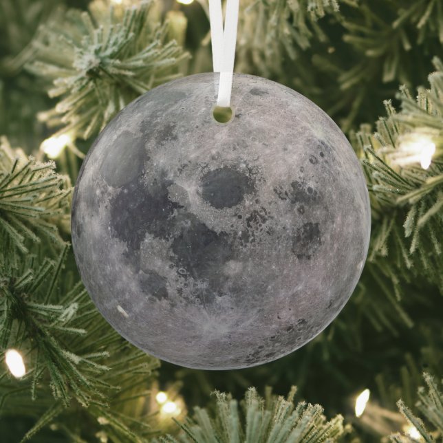 Grey moon photo glass tree decoration (Insitu)