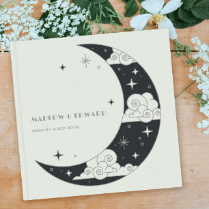 Grey Moon & Stars Celestial Wedding Guest Book