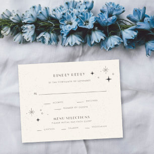 Grey Moon & Stars Celestial Wedding RSVP Card