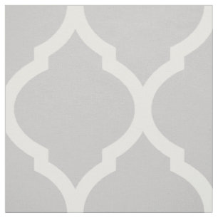 Grey Moroccan Quatrefoil Large Scale Fabric