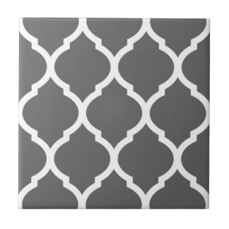 Grey Moroccan Quatrefoil Patterned Ceramic Tile