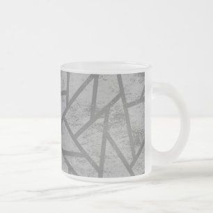 Grey mosaic pattern frosted glass coffee mug