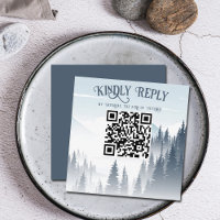 Grey Mountain Fog Forest Wilderness Wedding RSVP