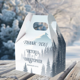 Grey Mountain Fog Forest Wilderness Winter Wedding Favour Box