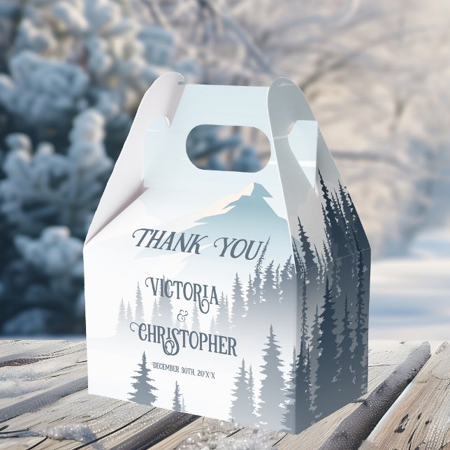Grey Mountain Fog Forest Wilderness Winter Wedding Favour Box (Creator Uploaded)