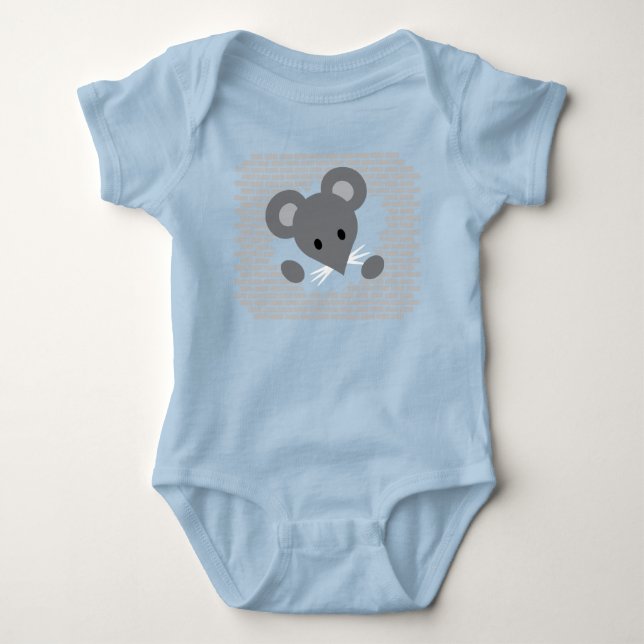 Grey Mouse Burst Baby Bodysuit (Front)