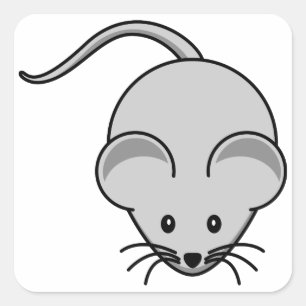 Grey Mouse Cartoon Square Sticker