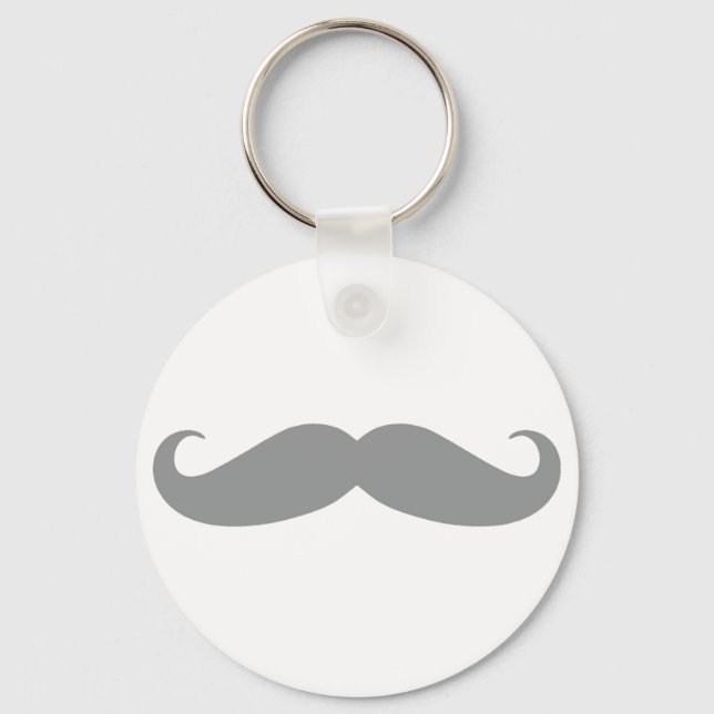 Grey Moustache Pattern Key Ring (Front)