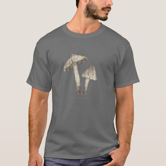 Grey Mushrooms Dark Tees (Front)