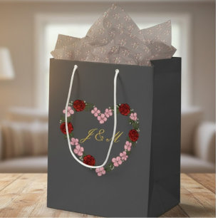 Grey muslin paper with a pink and red heart