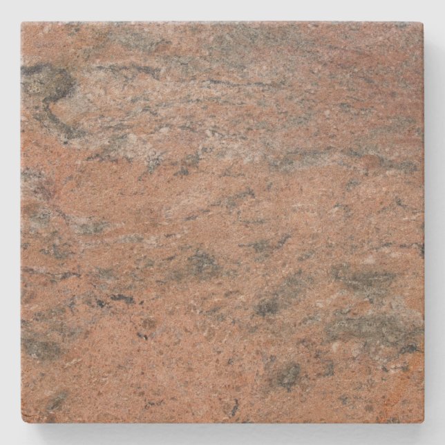 Grey n Pink Marbled Spotted Square Stone Coaster (Front)