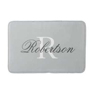 Grey name monogram bath mat   small medium large