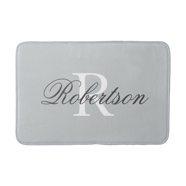 Grey name monogram bath mat | small medium large (Front)