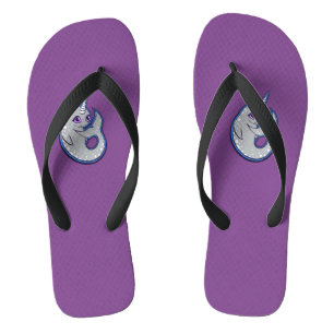 Grey Narwhal Whale With Spots Ink Drawing Design Jandals