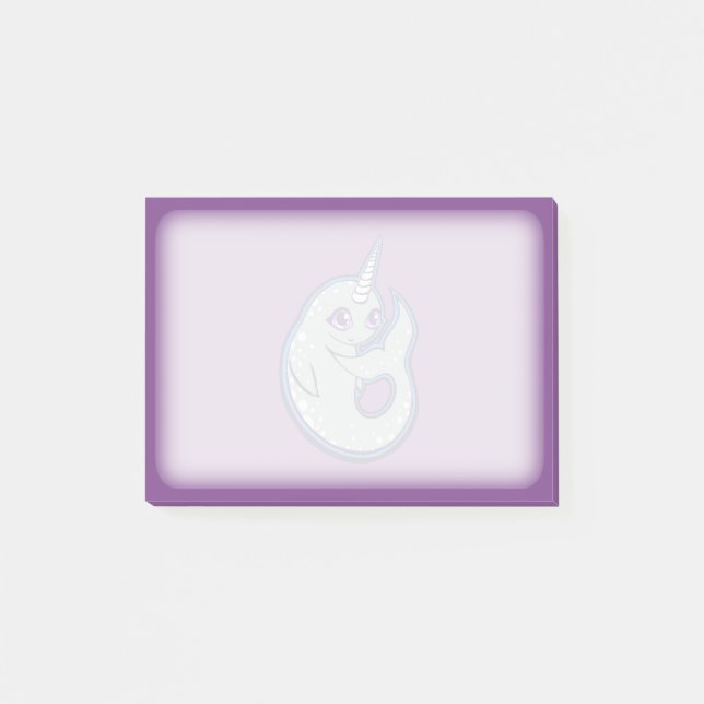 Grey Narwhal Whale With Spots Ink Drawing Design Post-it Notes (Front)