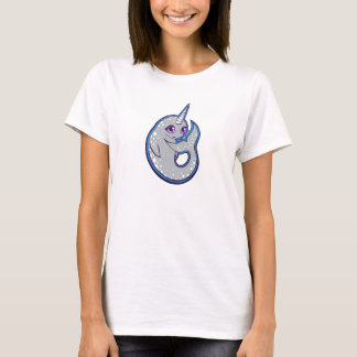 Grey Narwhal Whale With Spots Ink Drawing Design T-Shirt