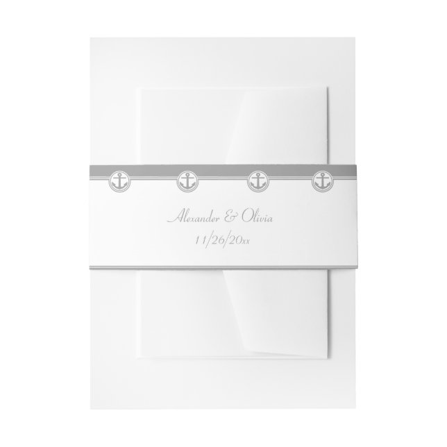 Grey Nautical Anchor Invitation Belly Band (Front Example)