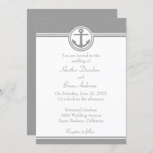 Grey Nautical Anchor Wedding Invitation