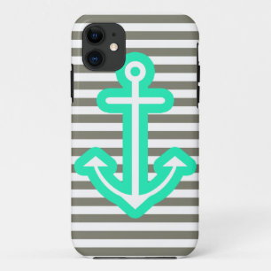 Grey Nautical Mint Anchor Case-Mate iPhone Case