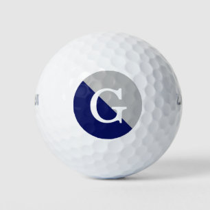 Grey Navy Blue 2 Tone Diag Initial Monogram Golf Balls