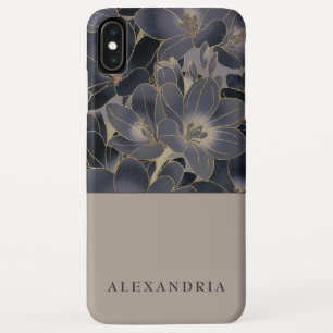 Grey & Navy Blue Floral Personalised Case-Mate iPhone Case