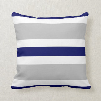 Grey Navy Blue & White Stripe Couch Pillow Gift