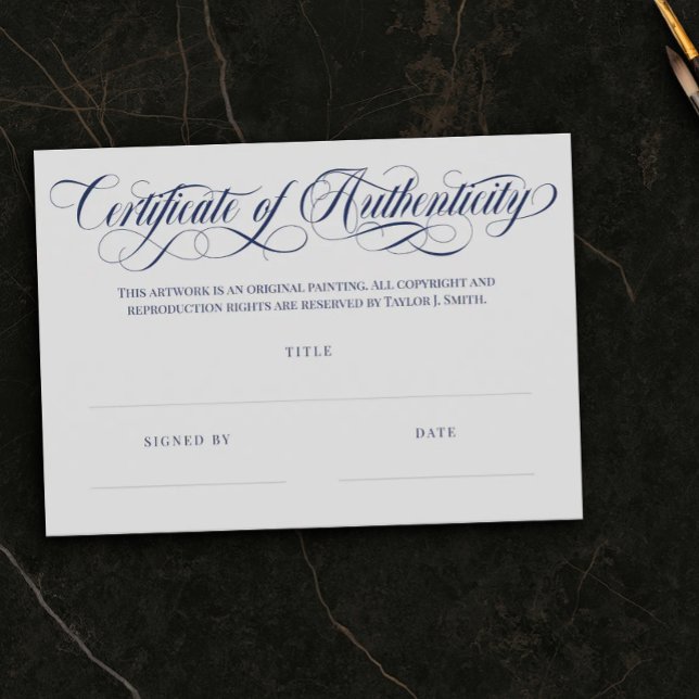 Grey & Navy Swirls Certificate of Authenticity (Creator Uploaded)