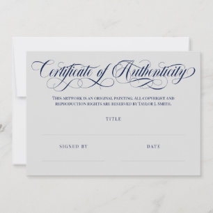 Grey & Navy Swirls Certificate of Authenticity