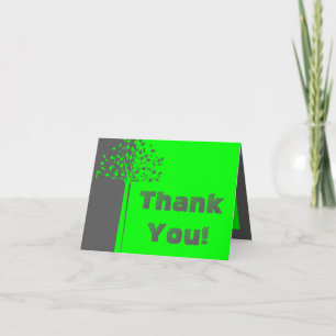 Grey/Neon Green Tree Folded Wedding Thank You Card