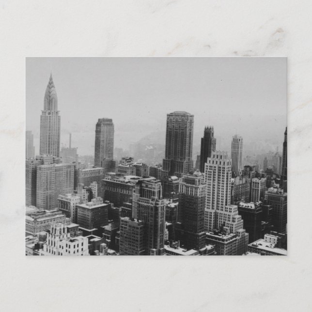 Grey New York City Night Postcard (Front)