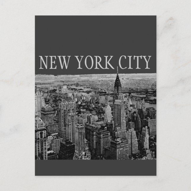 Grey New York City Panorama Postcards (Front)