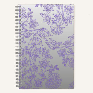 Grey Notebook with Purple Floral Front and Back