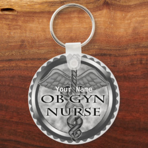Grey Obgyn Nurse  Key Ring