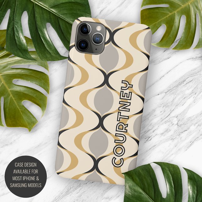 Grey Ochre Mustard Yellow Ivory Ogee Wave Pattern Case-Mate iPhone Case (Creator Uploaded)